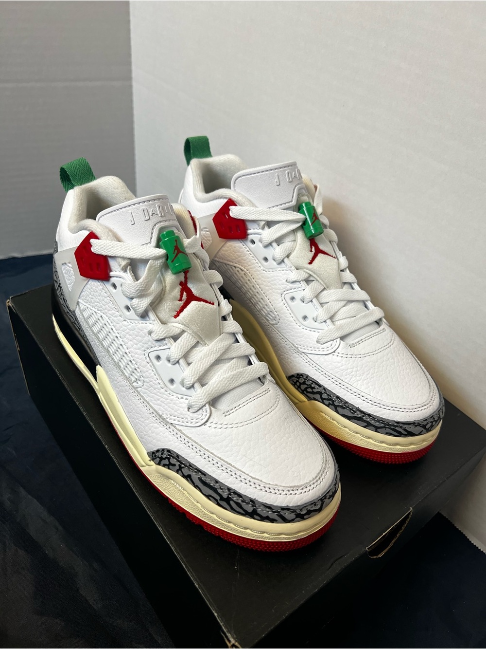 Jordan White, Red & Green Men's Basketball Sneakers - Picture 6 of 7